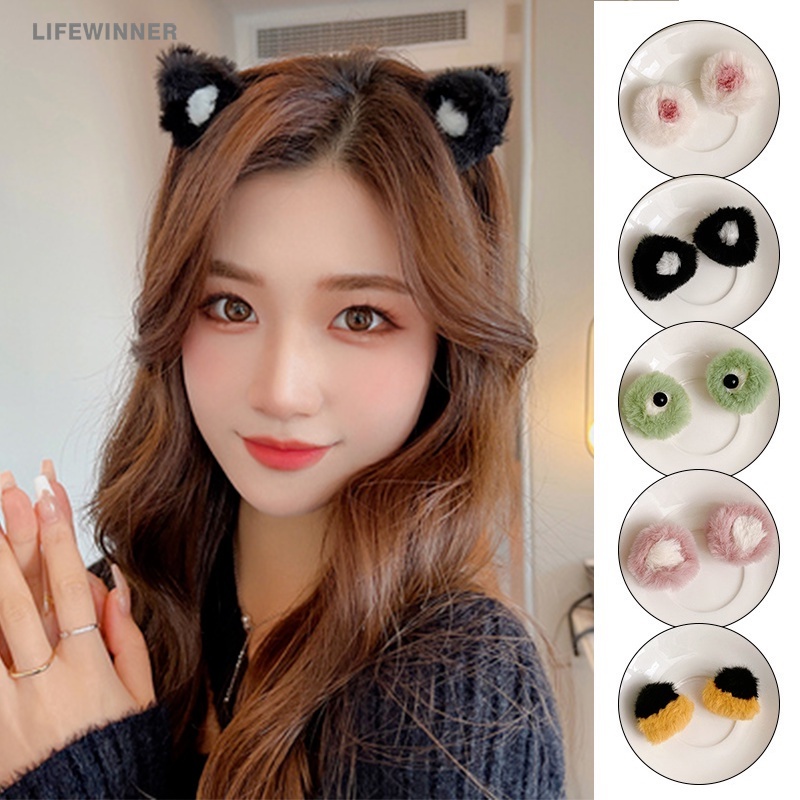 Kẹp Tóc Hình Tai Ếch / Mèo Bằng Lông Nhung Dễ Thương Xinh Xắn
