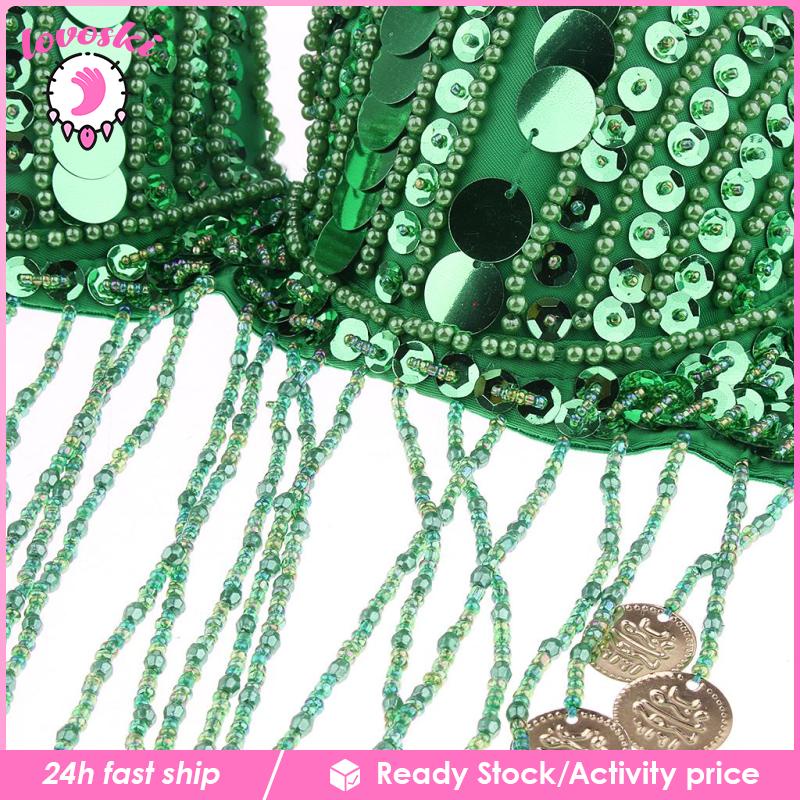 [Lovoski] Áo Ngực Đính Hạt Cườm Tua Rua Dùng Múa Bụng