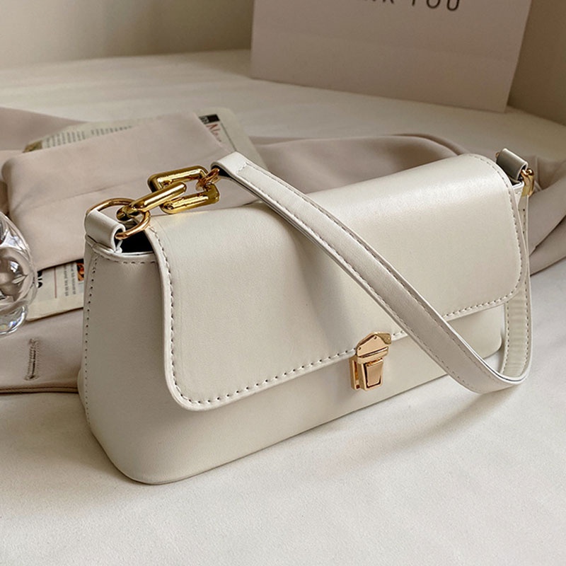 Mischa Túi Xách Đeo Vai Bằng Da PU Màu Trơn Phong Cách retro Đơn Giản Dễ Phối Đồ Cho Nữ