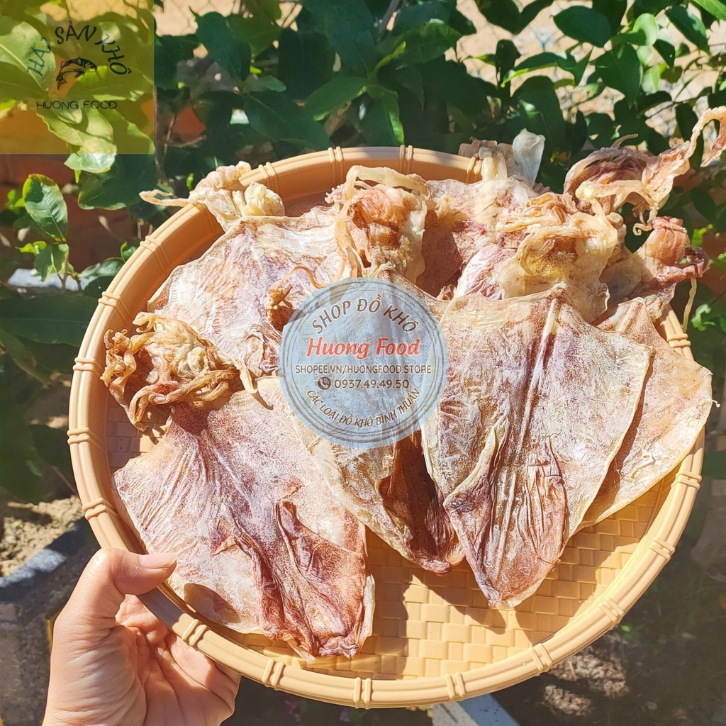 Mực khô Bình Thuận, khô mực nguyên râu size 40-50con/kg hút chân không bịch 500gr