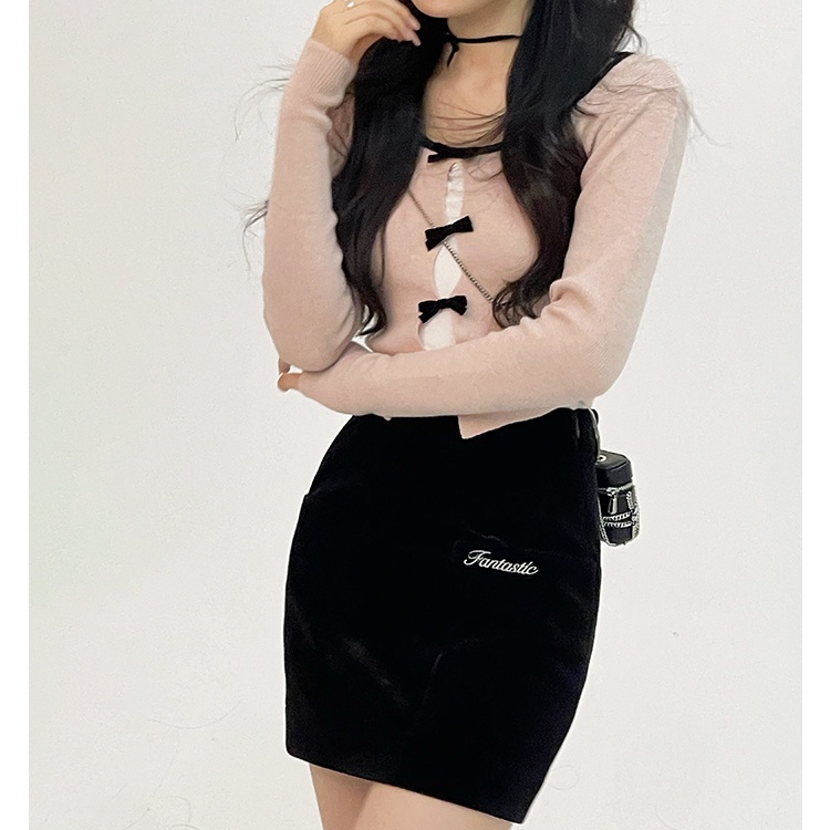 SUXI Áo Croptop Dệt Kim Tay Dài Dáng Ôm Thiết Kế Đơn Giản Thời Trang Mùa Xuân Mới Cho Nữ