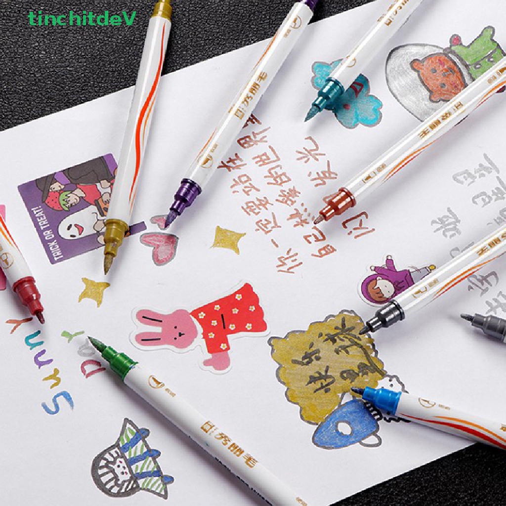 [TinchitdeV] Bút Đánh Dấu Hai Màu Hai Đầu Bằng Bọt Xốp Nhanh Khô Vĩnh Viễn Vẽ Tranh Nghệ Thuật Thời Trang Cho Trẻ Em [Mới]