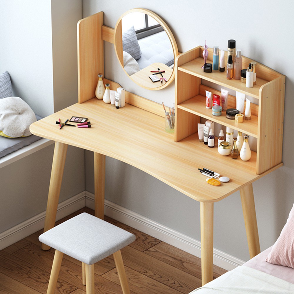 Bàn trang điểm có đèn led giá rẻ MANZI DECOR (AK01) đẹp 100x50x118 chân gỗ to tiện lợi có gương xinh xắn cho các nàng | BigBuy360 - bigbuy360.vn