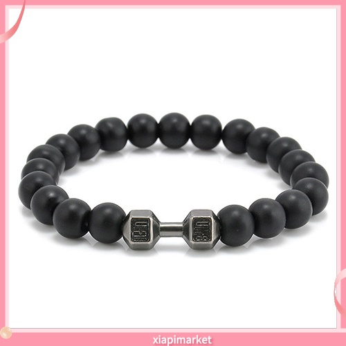 Xiapimarket / Vòng Tay Tập Gym Bằng Đá Nhám Màu Đen Có Thể Điều Chỉnh Phong Cách Punk