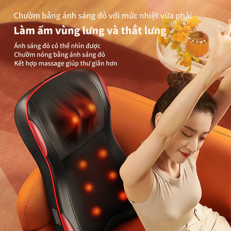 Máy massage lưng, đệm tựa dùng trên xe ô tô đa năng toàn thân vùng cột sống cổ thắt lưng, máy massage vai gáy dùng tại