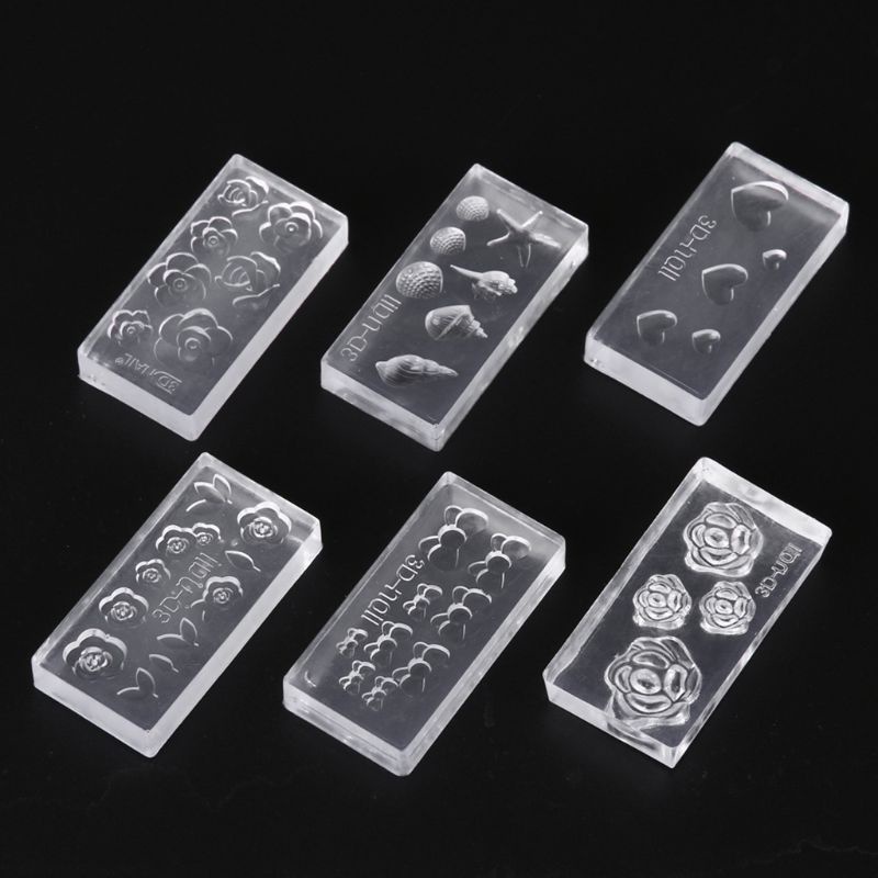 Sa Set 6 Khuôn Silicone Làm Móng Hình Bông Hoa 3D
