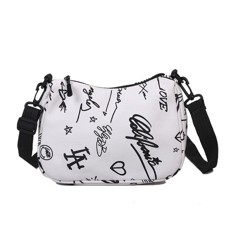 One Túi Vải canvas Đeo Chéo Sức Chứa Lớn In Họa Tiết graffiti Thời Trang Cho Nữ