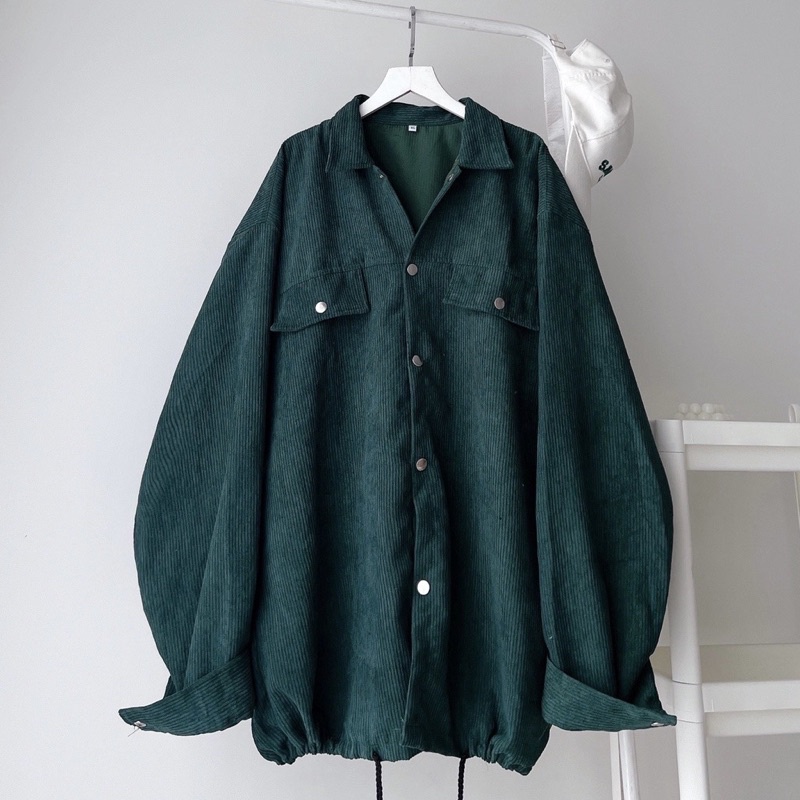 ( chính hãng ) Áo Somi Tay Dài Nút Bạc Form Rộng Nhung Gân BASIC - pqk boutique