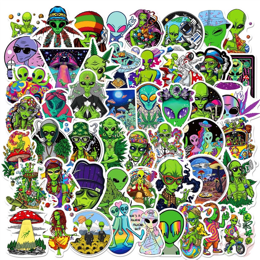 ❉ Sticker Dán Trang Trí Hình Người Ngoài Hành Tinh Vui Nhộn Series 01 ❉ Bộ 50 Sticker Chống Thấm Nước Xinh Xắn Dùng Trong Trang Trí