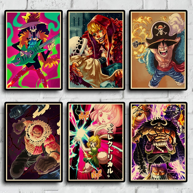 Onepiece nhật bản hot anime retro kraft áp phích giấy áp phích trang trí phòng áp phích trang trí tường áp phích