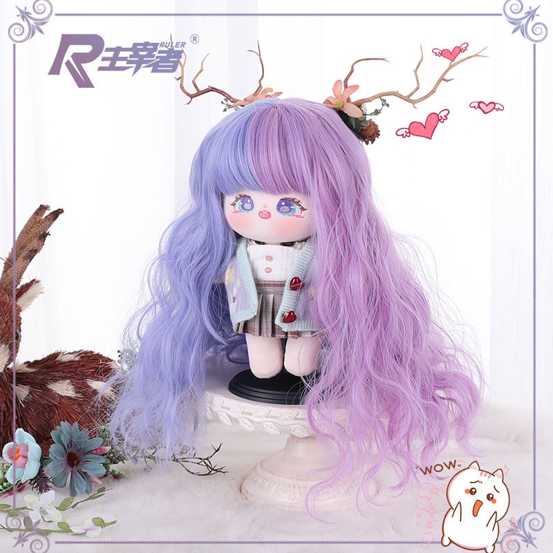 Bộ Tóc Giả Dài 20cm Xoăn Gợn Sóng Bằng Cotton Lụa Nhiệt Độ Cao Màu Sắc Dành Cho Búp Bê