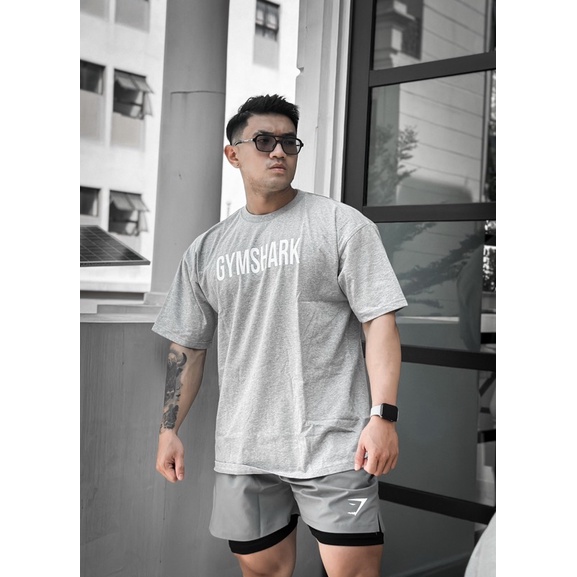 Áo thun thể thao oversize Gymshark chữ in giữa ngực chất vải cotton