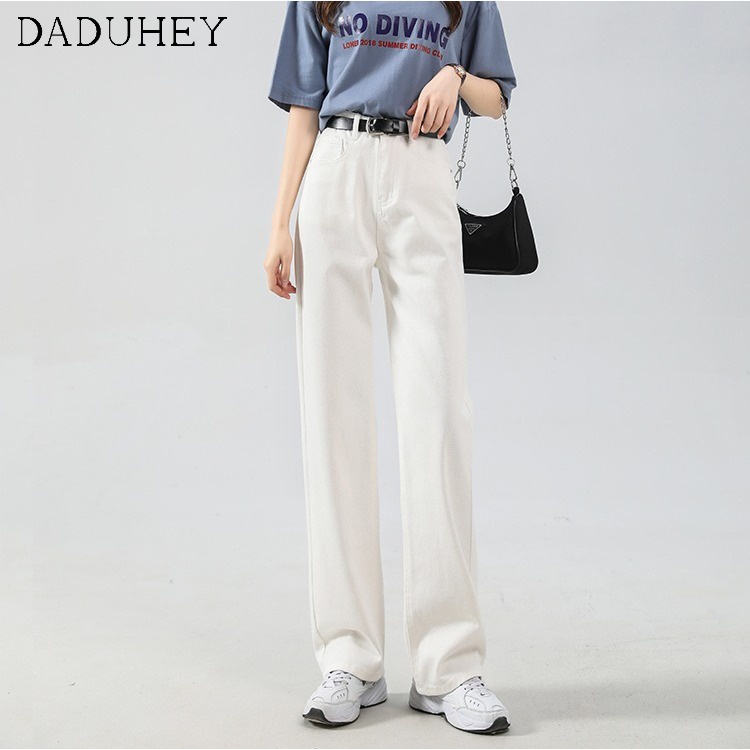 Quần jeans ống rộng eo cao thời trang đường phố sành điệu với 6 màu tùy chọn dành cho nữ