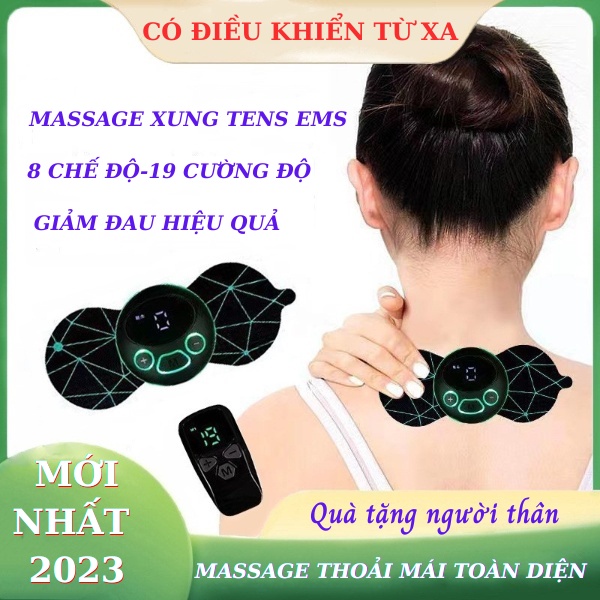 Máy Massage Xung Điện EMS Có Điều Khiển Từ Xa,Máy Massage Cổ Vai Gáy Bằng Xung Điện,màn Hình LED 8 chế độ-19 cường độ