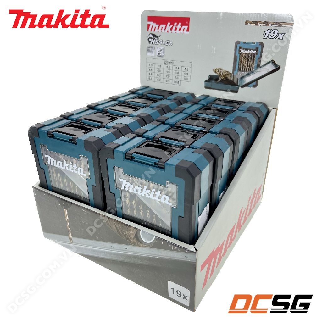 Bộ mũi khoan inox HSS-Co 1.0-10mm Makita D-67561 (19 mũi/bộ) | DCSG