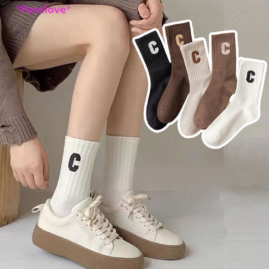 Vớ Lưới Thoáng Khí Màu Trơn In Chữ C Dễ Thương Thời Trang Mùa Hè Cho Nữ Mới