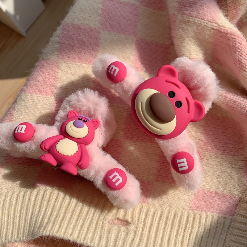 Băng Đô Cài Tóc Hình Gấu / Dâu Tây Bằng Lông Nhung Dễ Thương Xinh Xắn