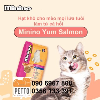 [hoả tốc pettohouse gò vấp] Thức ăn cho mèo vị cá hồi Minino Yum Salmon 350g all stage chuẩn Pháp sản xuất tại Việt nam