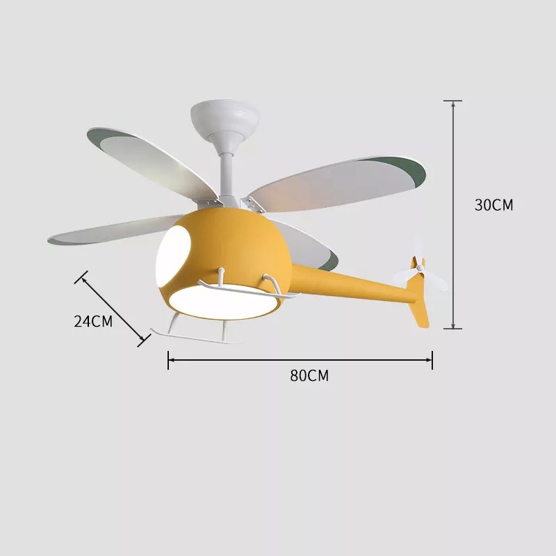 (Lõi Đồng-Tặng Móc An Toàn)Quạt trần máy bay cho bé,Động cơ DC siêu mát,điều khiển 6 tốc độ gió có đảo chiều hút ẩm