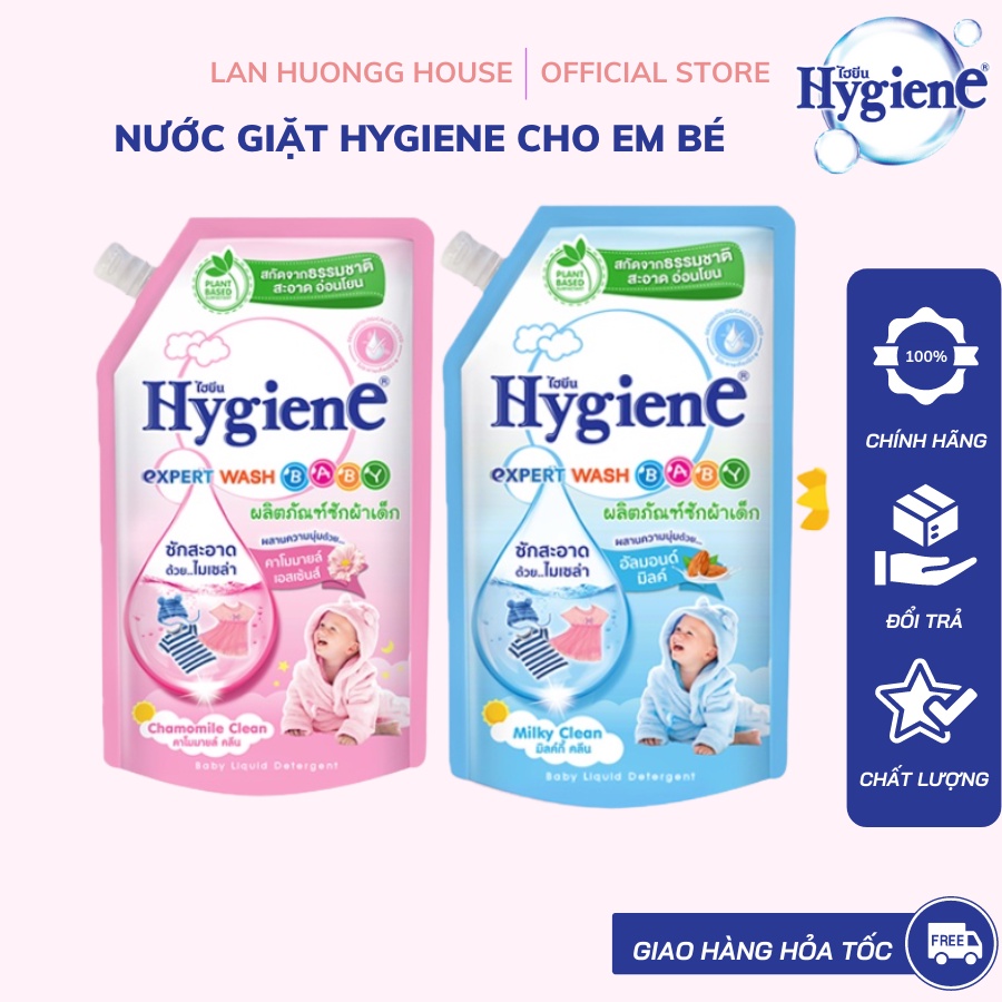 Nước giặt quần áo em bé Hygiene Thái Lan không gây kích ứng da (Túi) 600ml chính hãng