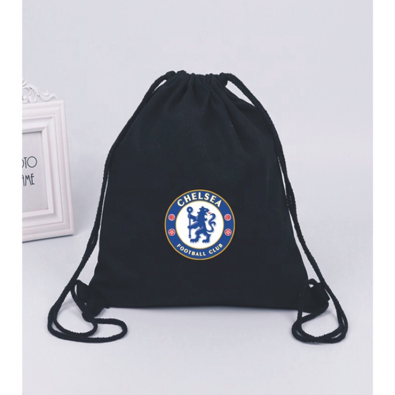 Túi balo dây rút logo clb bóng đá màu đen chất vải chống thấm Loại 1