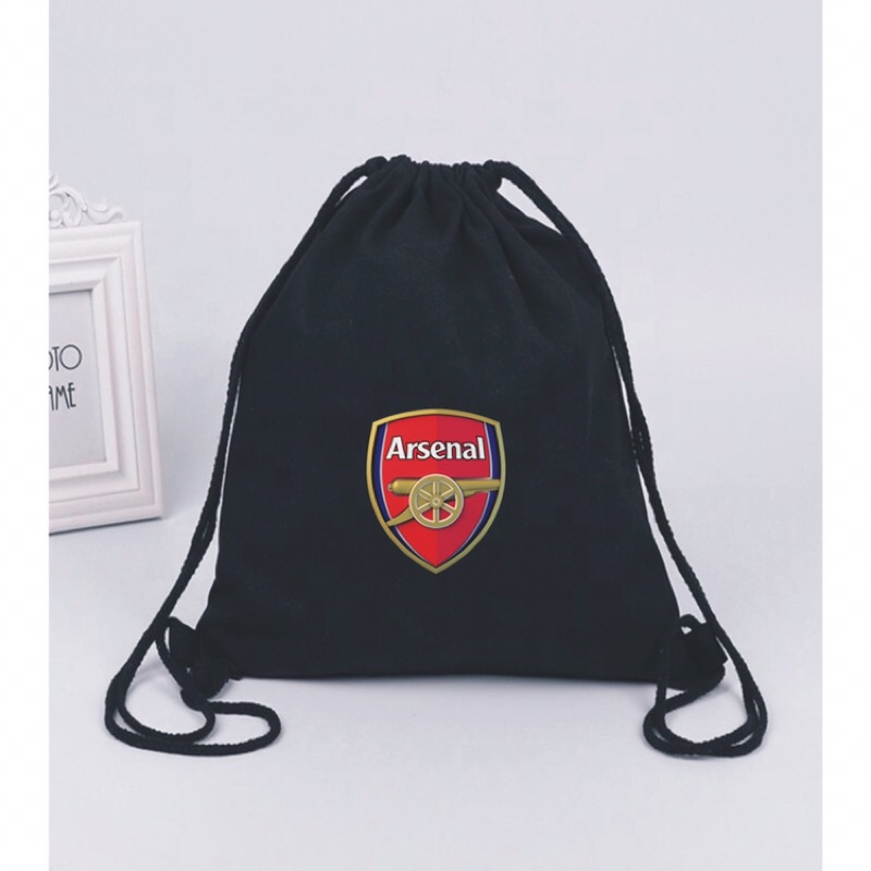 Túi balo dây rút logo clb bóng đá màu đen chất vải chống thấm Loại 1