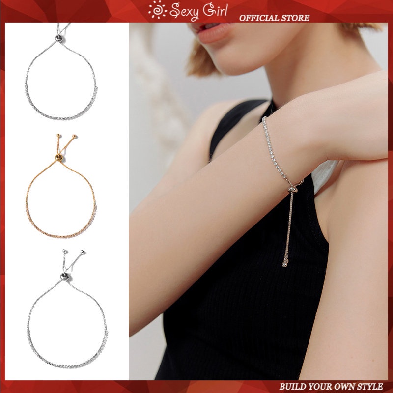 Vòng Tay Mạ Vàng Hồng / Bạc Đính Đá Pha Lê Gợi Cảm