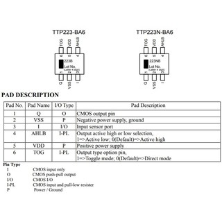 IC cảm ứng chạm TTP223 SOT23 SMD