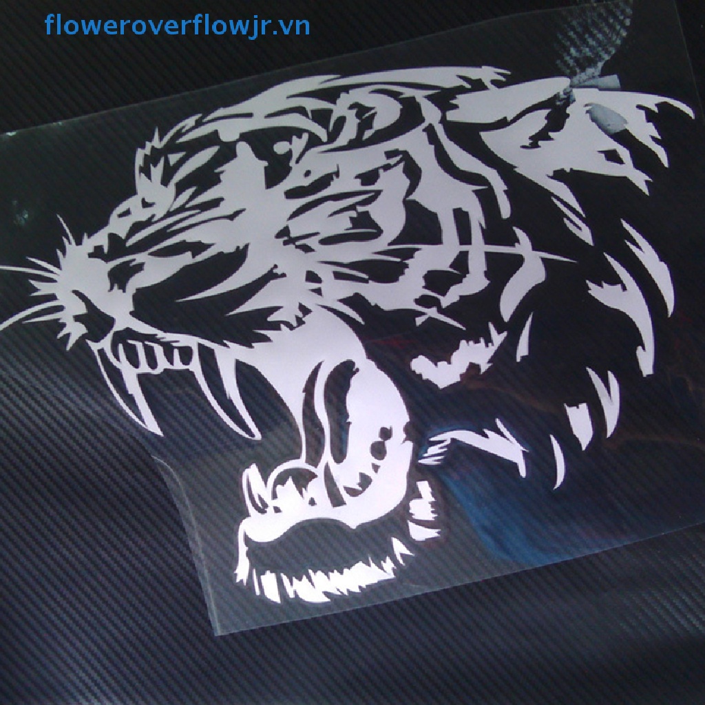 Đề Can Vinyl Hình Đầu Hổ Mạnh Mẽ Cá Tính Trang Trí Xe Hơi / Xe Máy Kích Thước 28X28CM