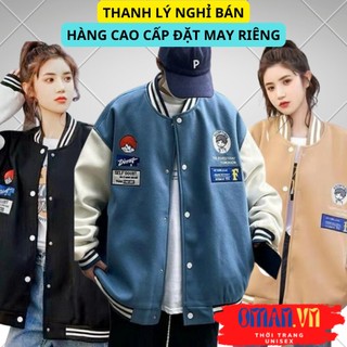 Áo khoác bomber nỉ IN DINNER form rộng Unisex trần bông trẻ trung Oman.vn