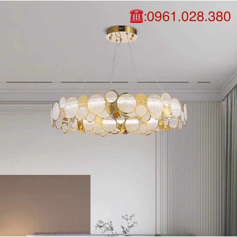 Đèn Thả Trang Trí trang trí nội thất hàng cao cấp hình tròn vàng gold