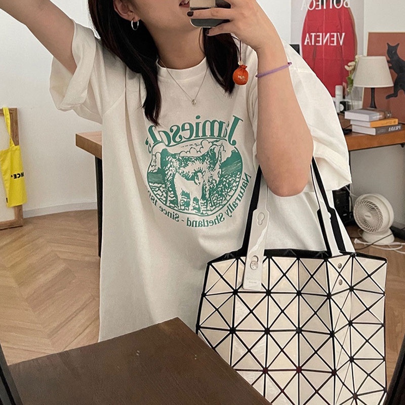 Áo thun XINLANYASHE tay ngắn dáng rộng in chữ phong cách Hàn Quốc thời trang cho nữ