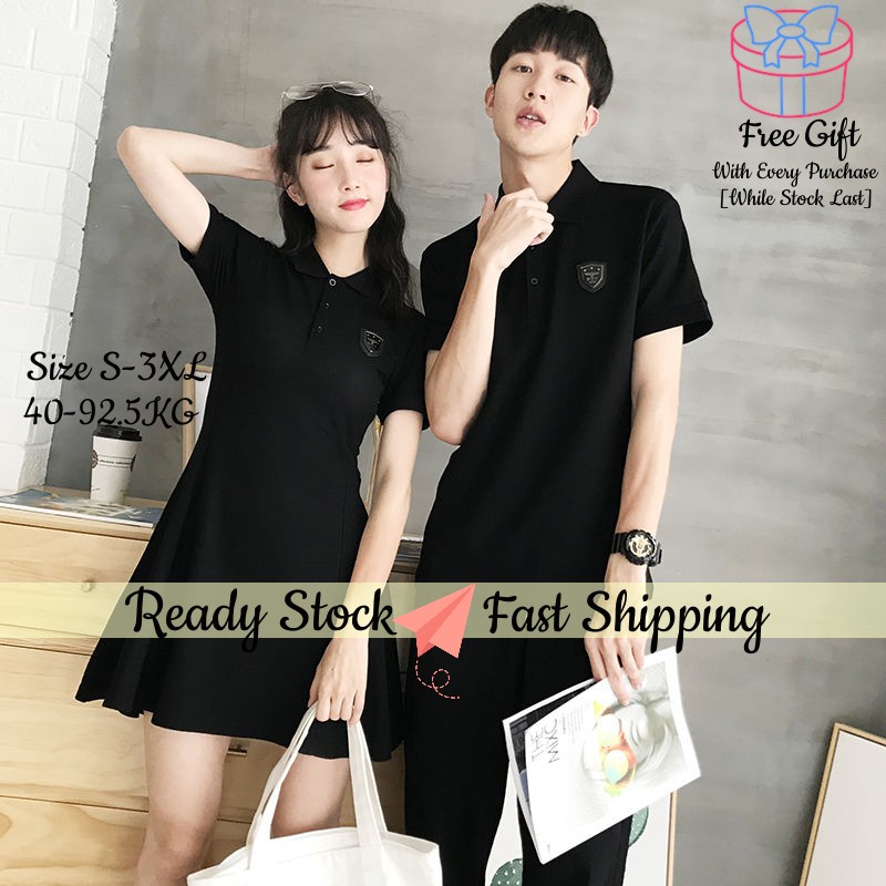 Cặp đôi Trang Phục áo Thun Cộc Tay Rộng Rãi Nam Phong Cách Hàn Quốc Mẫu Mới 2023 áo Polo Váy Liền Nữ Học Sinh