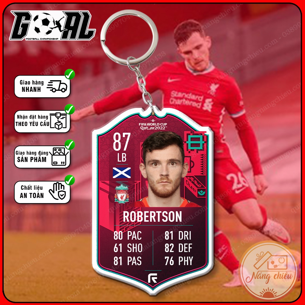 Móc khóa in hình hậu vệ Andrew Robertson - Phụ kiện treo balo bóng đá gaming[8049-8060]