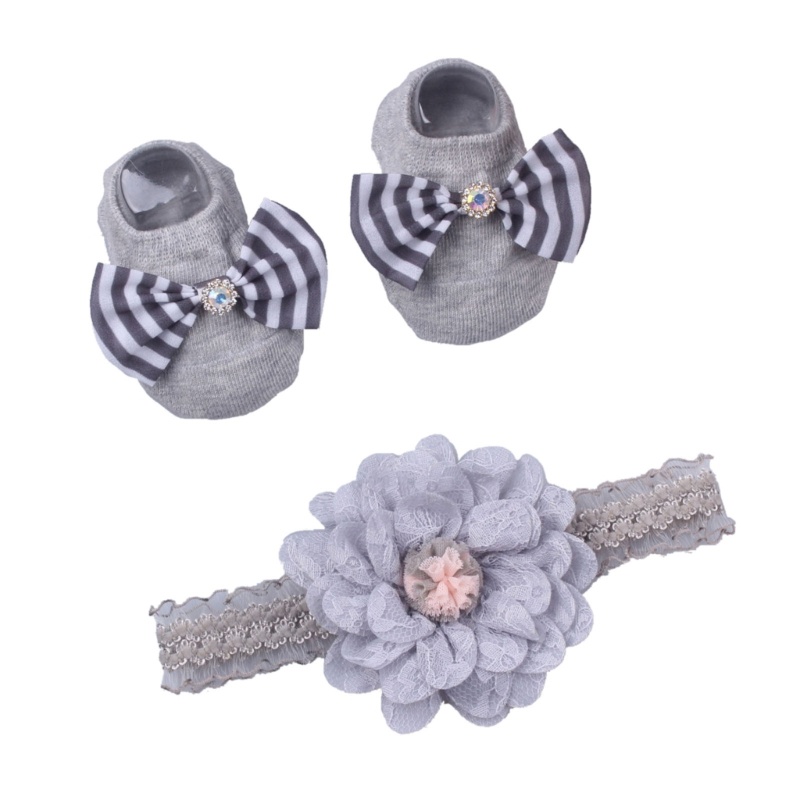 Set Băng Đô Vớ Co Giãn + Vớ Công Chúa Chụp Ảnh Cho Bé Gái 0-12 Tháng Tuổi