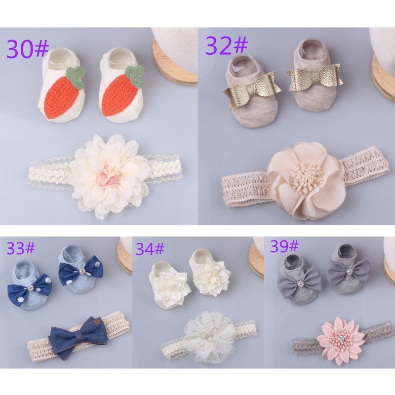 Set Băng Đô Vớ Co Giãn + Vớ Công Chúa Chụp Ảnh Cho Bé Gái 0-12 Tháng Tuổi