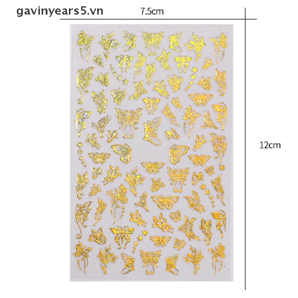 Miếng Dán Trang Trí Móng Tay Hình Bướm Màu Laser DIY