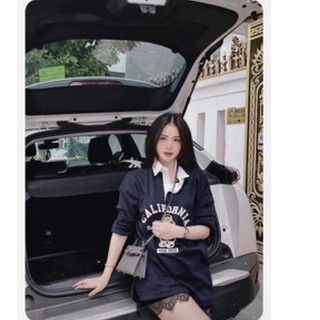 Áo nỉ gấu Whoau cực xinh new tag sz M cổ polo