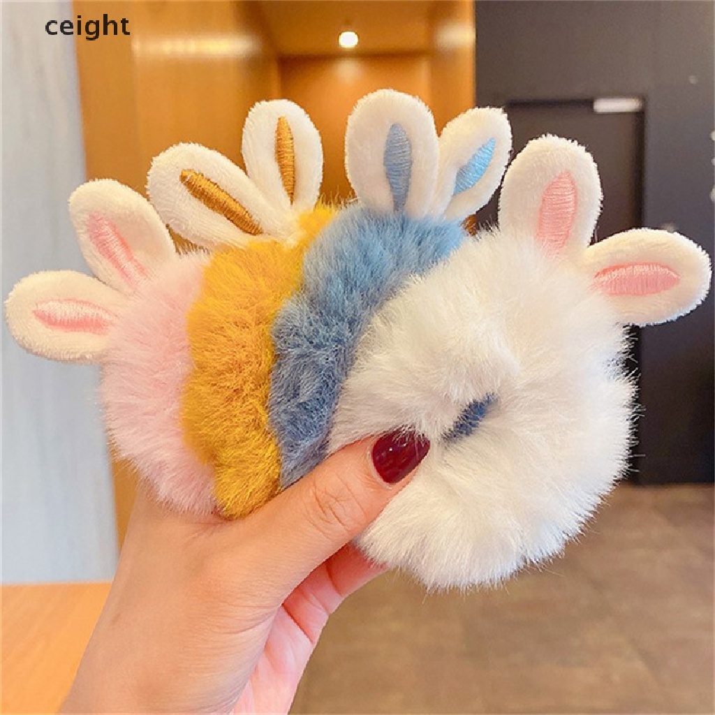 Dây Cột Tóc Co Giãn Hình Tai Thỏ Màu Kẹo Ngọt Dễ Thương Cho Nữ