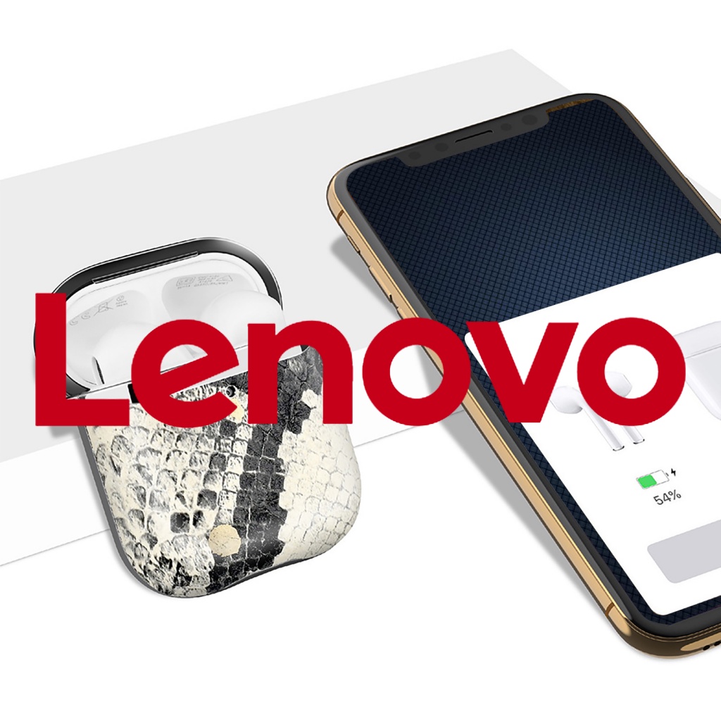 Vỏ bọc bảo vệ hộp sạc tai nghe không dây LENOVO chống rơi chống bụi bẩn họa tiết da rắn thích hợp cho Airpods 1 2 3 Pro