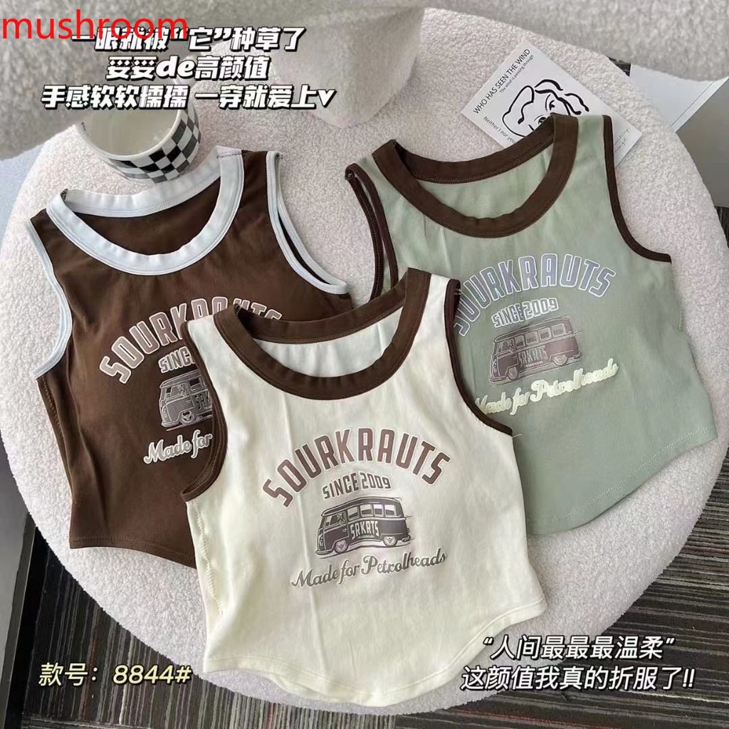 Áo Hai Dây Phong Cách Mỹ Cổ Điển Có Đệm Ngực Nhỏ Bên Trong Áo Ống Quấn Ngực Đẹp Mắt Mặc Bên Ngoài [Nấm]