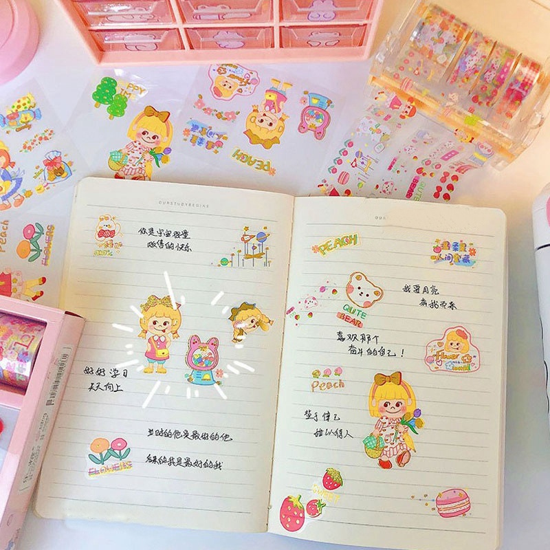 Băng Keo Dán Trang Trí Họa Tiết Hoạt Hình Dễ Thương DIY