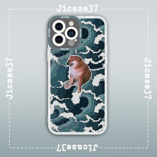 Ốp lưng iphone samsung xiaomi oppo cạnh vuông Jicase JMcase Funny the great wave kawai Cheems