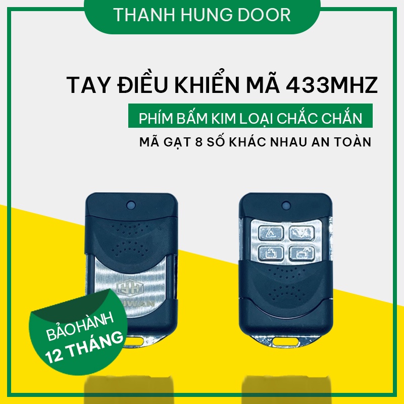 Tay Điều Khiển Cửa Cuốn, Khoá Bấm Lên Xuống Cho Cửa Cuốn 8 Mã Gạt Tần Số 433mhz Nút Kim Loại Chống Nước BH 12 Tháng