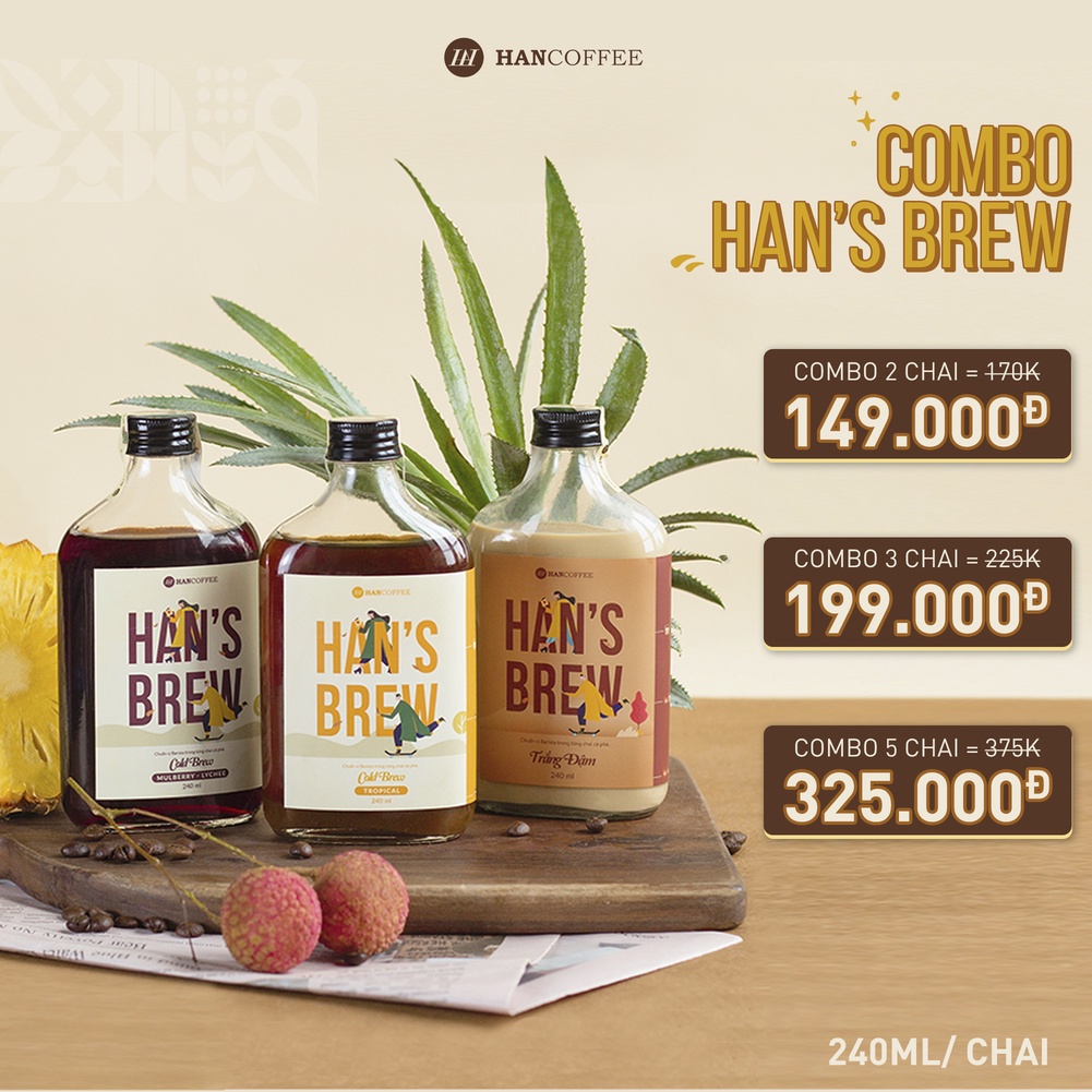 Cà phê đóng chai Cold Brew HANCOFFEE tiện lợi, chất lượng