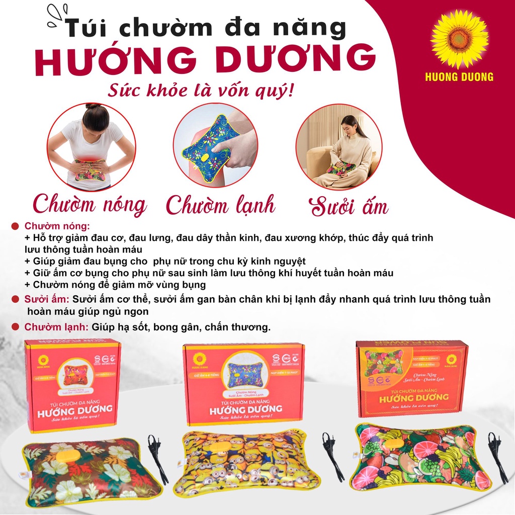 Túi chườm nóng lạnh Hướng Dương đã kèm dây điện