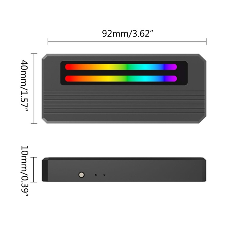 Hộp Đựng Ổ Cứng SSD NVMe M.2 10gbps RGB Cho PCIE NVMe NGFF M / B Key SSD M2 Ốp