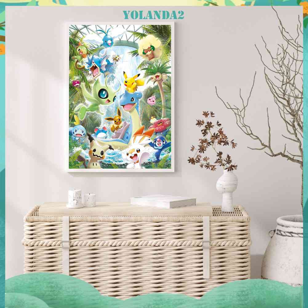 Tranh Đính Đá Kim Cương Toàn Bộ 5D DIY Hình Pokemon