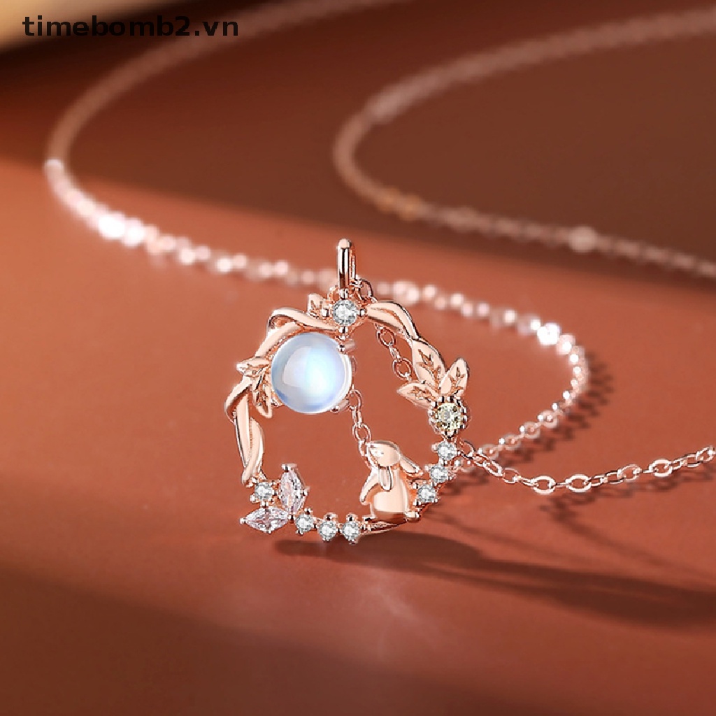 {Mới} Vòng cổ Mặt Hình Thỏ Dễ Thương Thiết Kế Niche Phong Cách Trung Hoa Cổ Điển Đính Đá Mặt Trăng Trang Trí Xương Cá