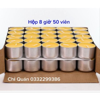 Nến bơ thực vật 8 giờ hộp 50 viên cúng phật và xông tinh dầu trang trí (bơ tỉnh khiết an toàn cho sức khoẻ)
